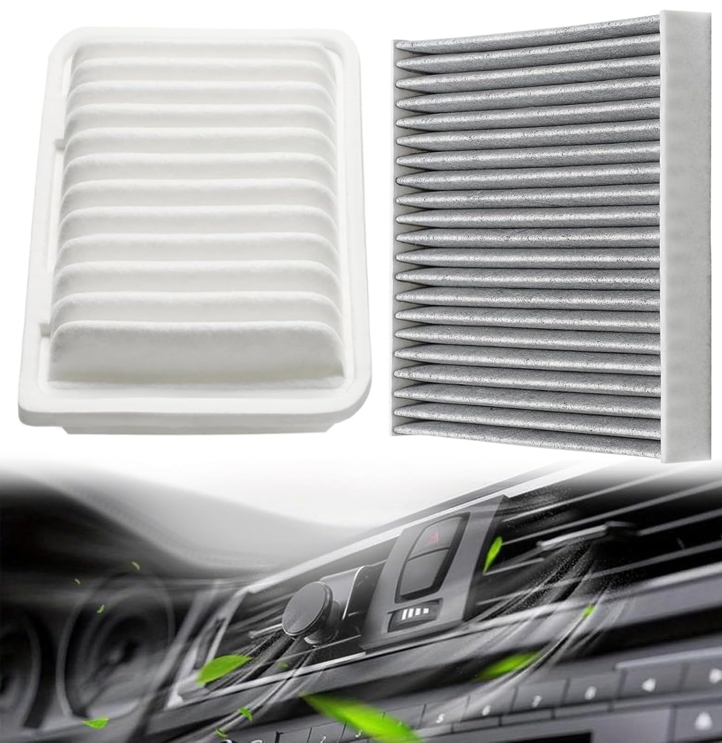 Engine And Cabin Air Filter Combo Set Compatible With Toyota Scion Pontiac Vehicle Corolla 2009-2019 Matrix 2009-2014 Yaris 2006